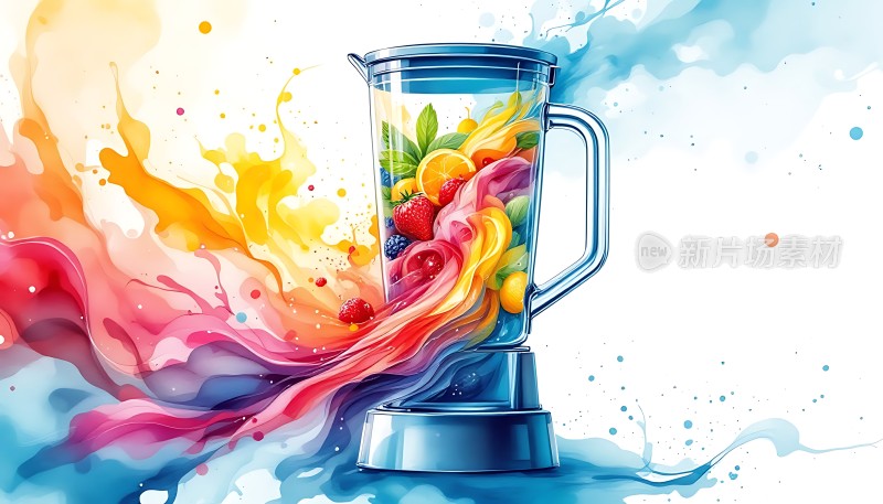 色彩缤纷的水果搅拌机