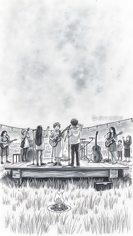 草地音乐会上的青春旋律