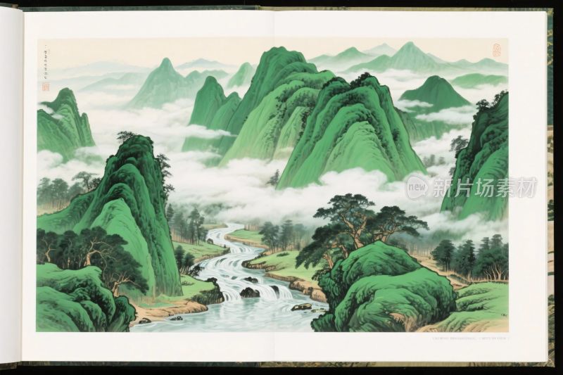 山水国画山水画卷