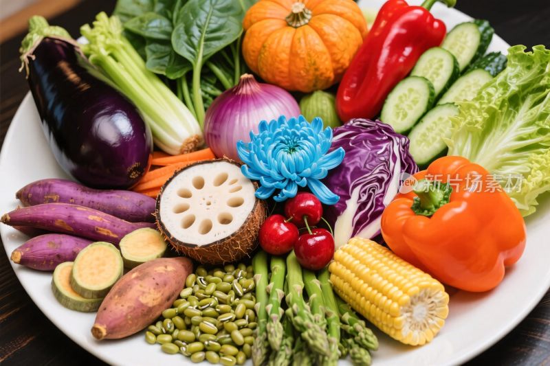 蔬果丰富摆盘图