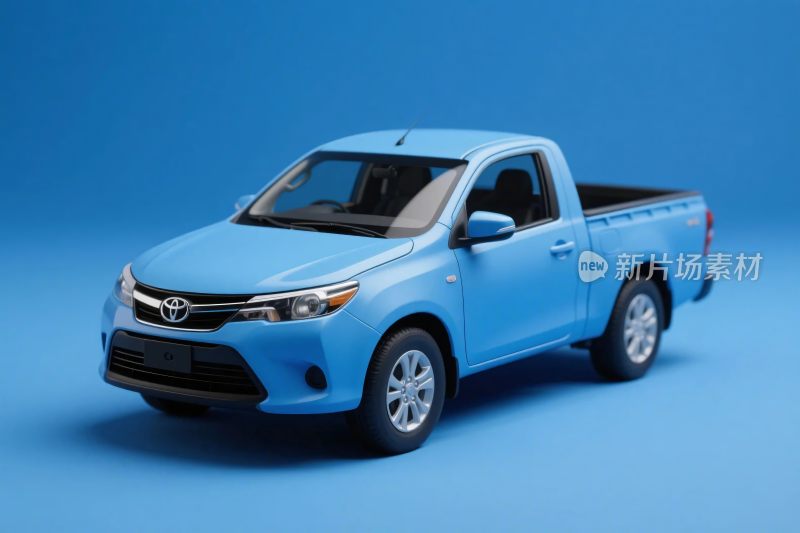 浅蓝色皮卡车模型摄影