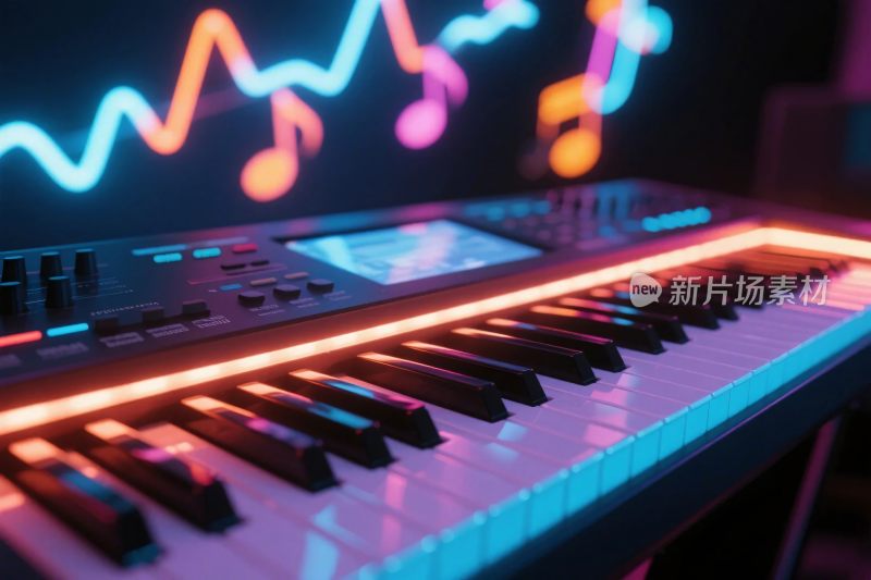 电子琴霓虹音乐场景