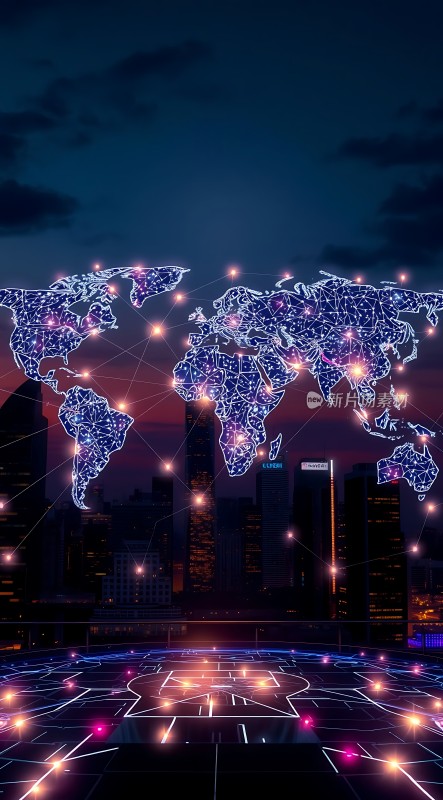 全球网络互联城市科技感