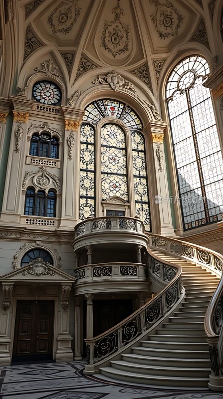 宏伟楼梯与华丽窗户