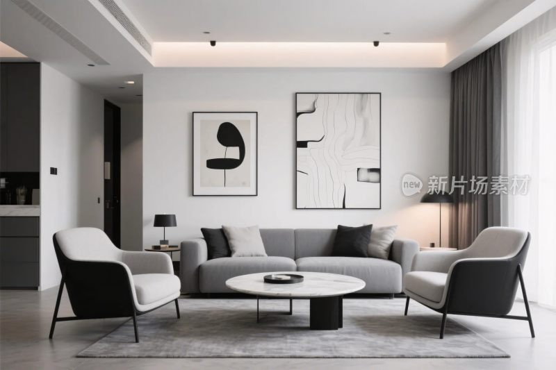 现代简约客厅布置图