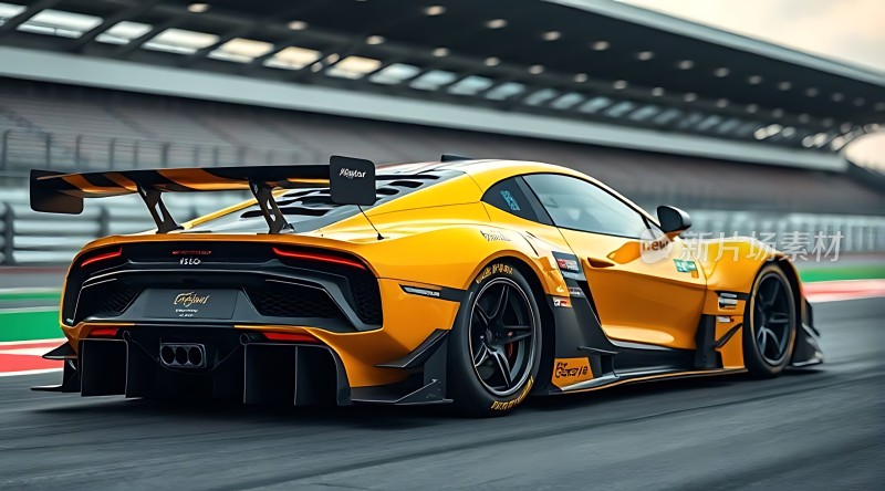 赛道上的黄色赛车