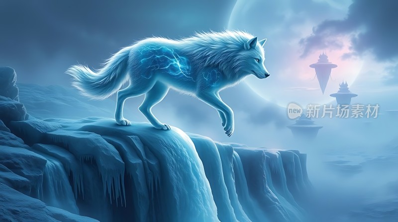 冰蓝狼影月夜行