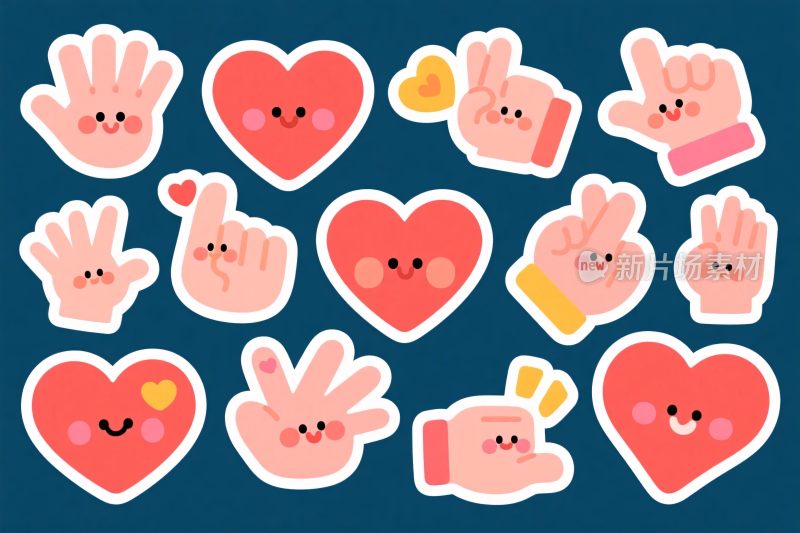 可爱手掌爱心卡通贴纸