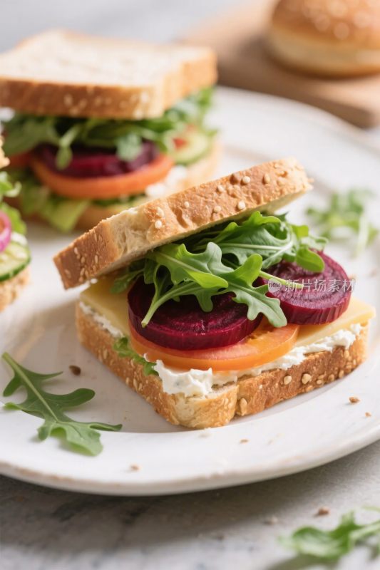 美味开放式三明治展示