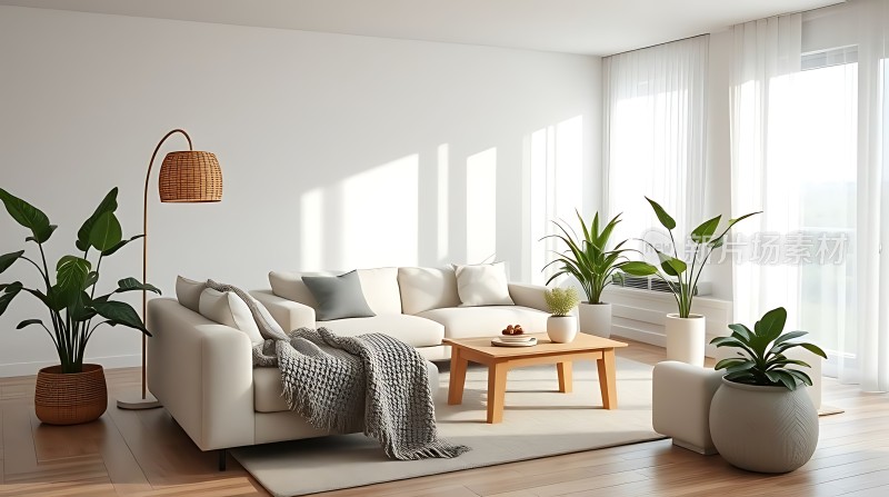 简约客厅绿植环绕阳光明媚温馨舒适