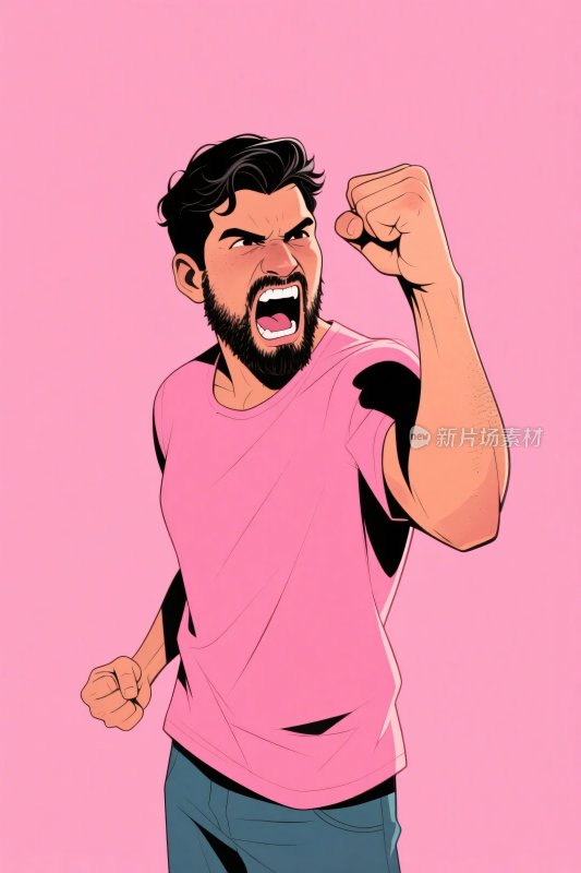 卡通男性握拳形象