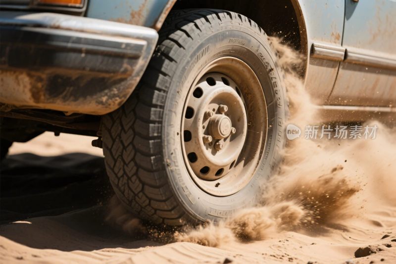 越野车轮胎溅沙场景