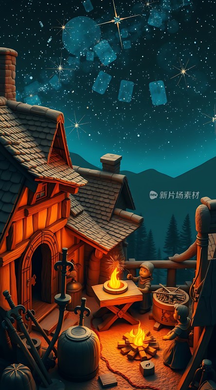 星空下的温馨小屋