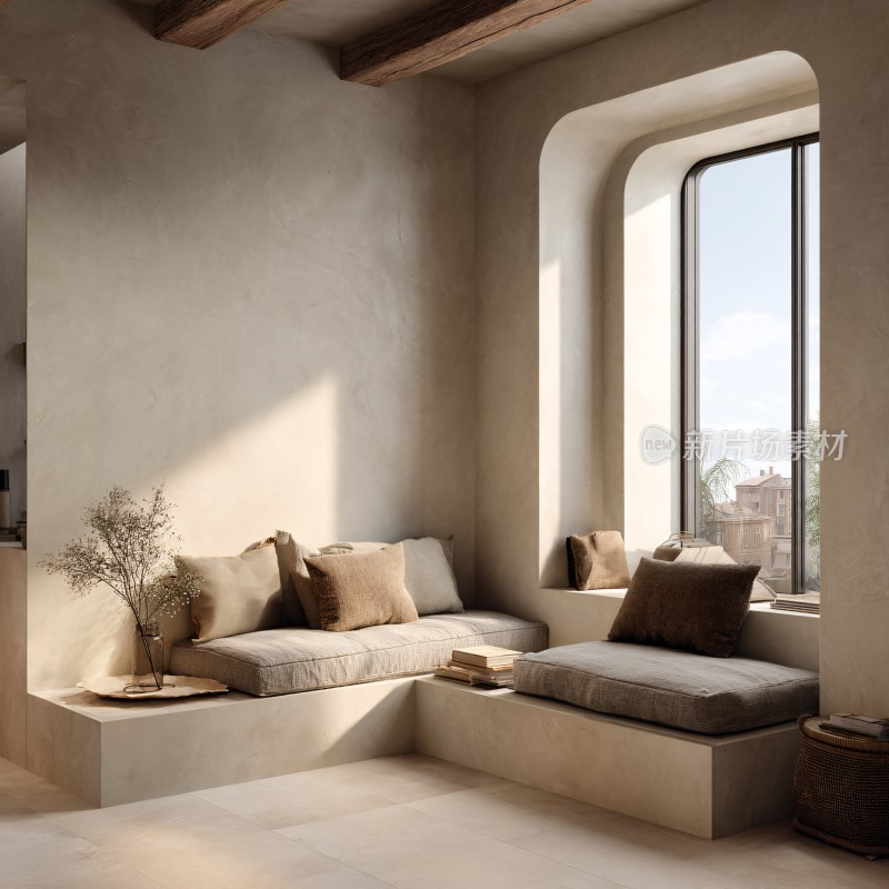 简约风室内窗边休憩角落