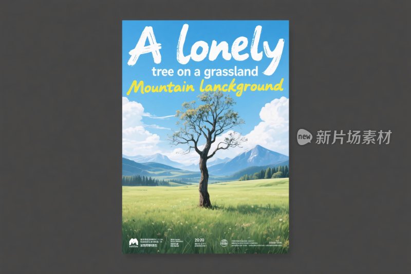 孤独草原树插画
