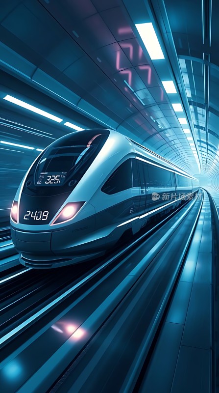 未来科技高速列车隧道疾驰