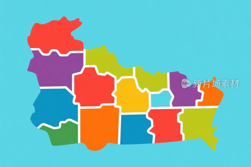 彩色分区地图插画