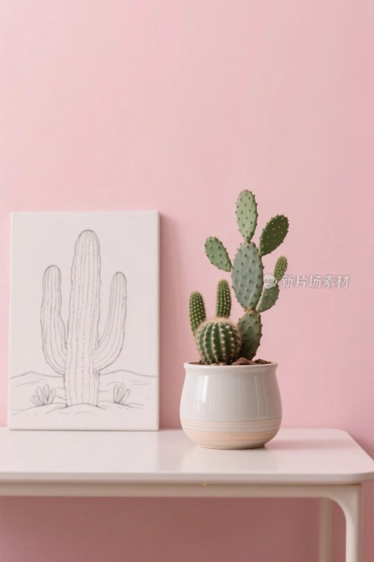 室内绿植与装饰画场景