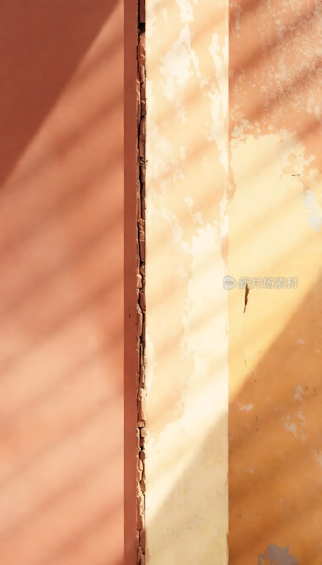 阳光下的墙角裂缝