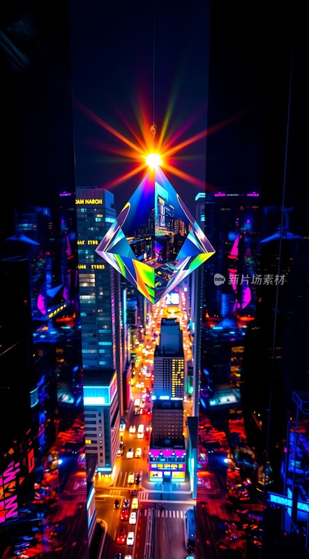 霓虹都市夜色繁华光影交错中璀璨闪耀