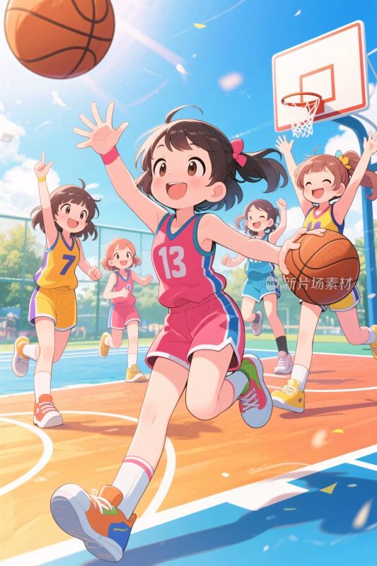 篮球运动卡通插画