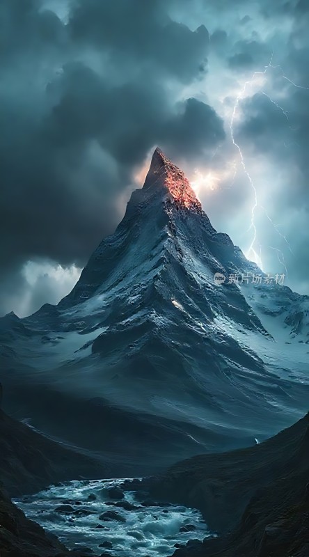 暴风雨中的雪峰