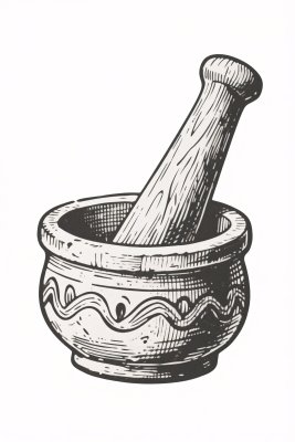 手绘研钵杵插画 手绘研钵杵插画