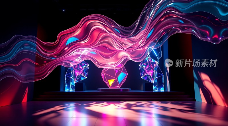 新片场素材炫彩几何舞台