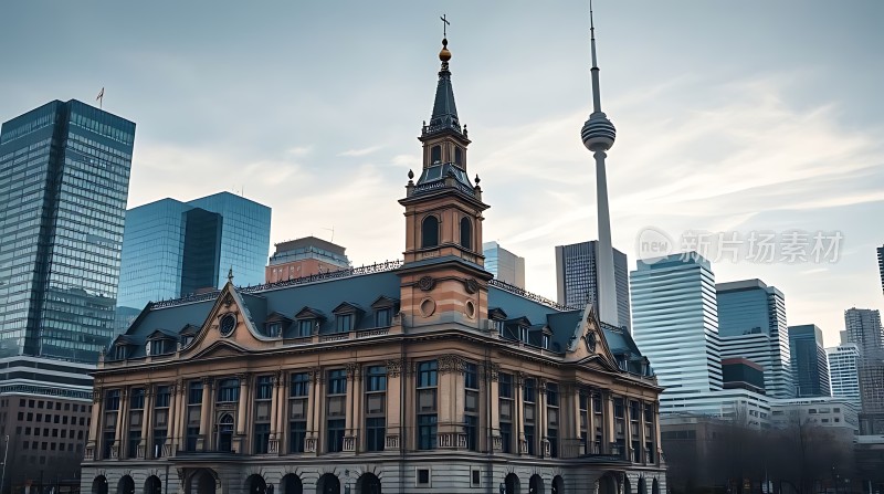 现代与古典建筑融合的城市景观