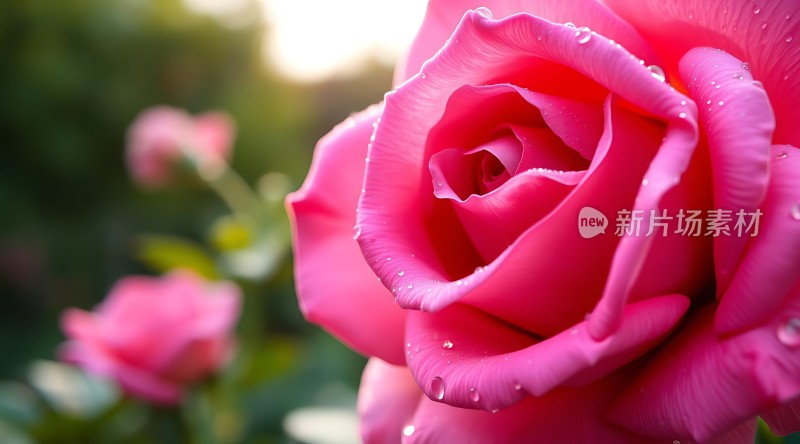 晨露轻吻粉玫瑰