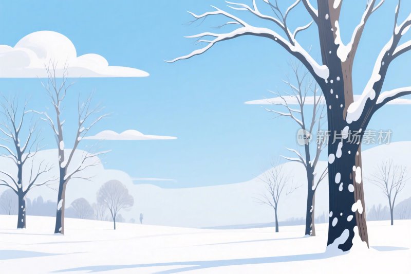 冬季雪景插画