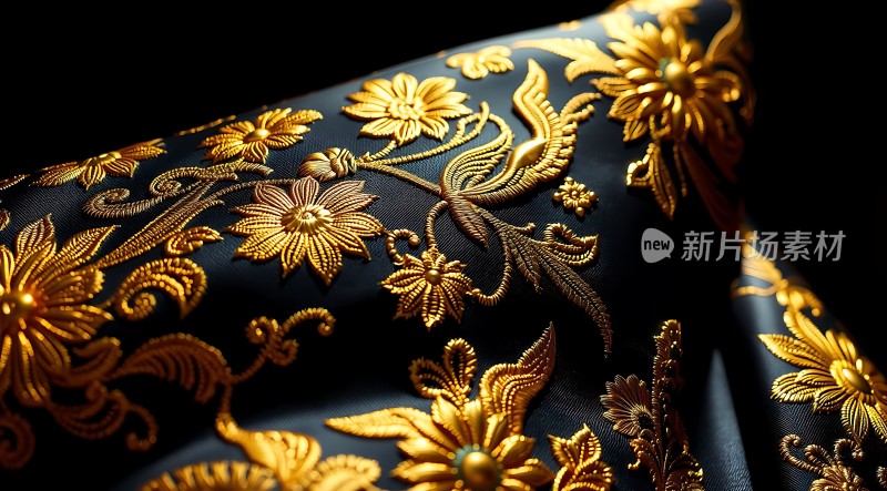 金色刺绣花纹布料