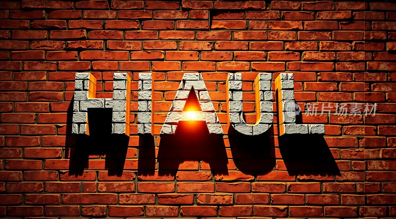 砖墙上的“HAUL”艺术字
