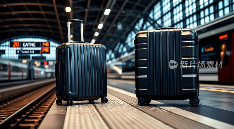行李箱与火车站台