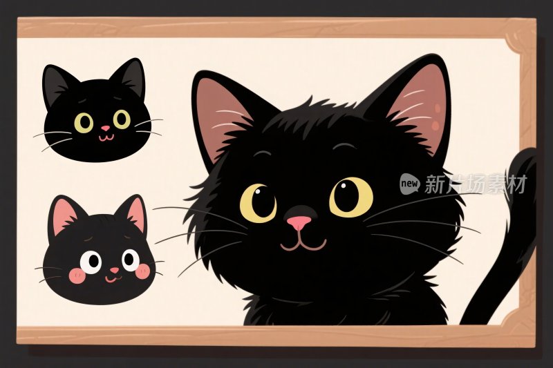 可爱黑猫插画设计