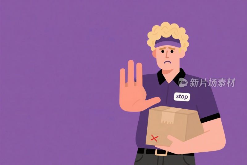 快递员停止操作插画