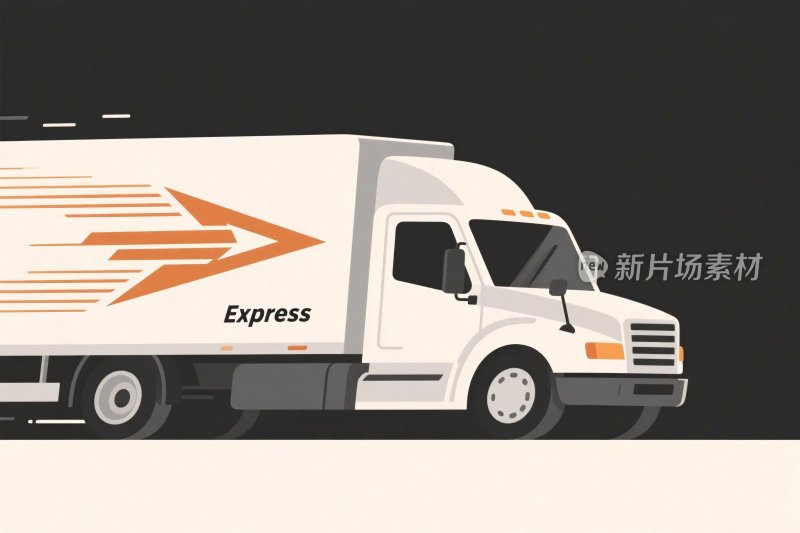 快递配送卡车插画