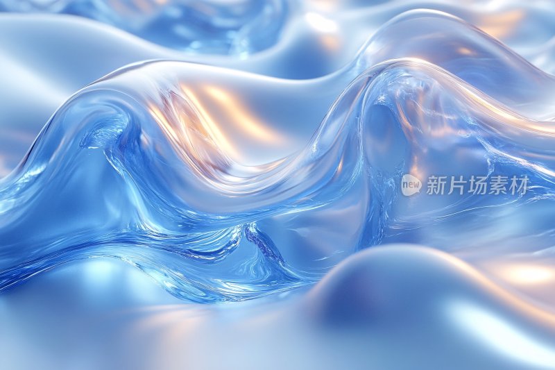 蓝色流动质感流体画面