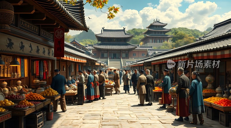 古风市集繁华景象