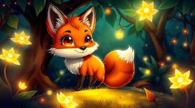萤光森林中的小狐狸
