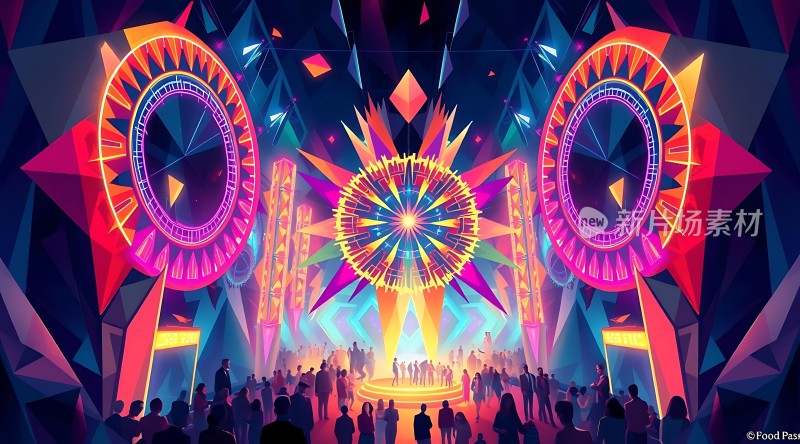 霓虹灯光下的狂欢派对