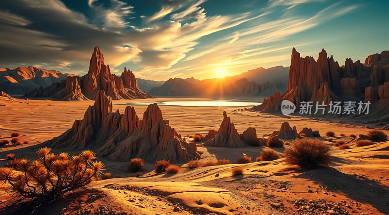 金色沙漠日落奇景