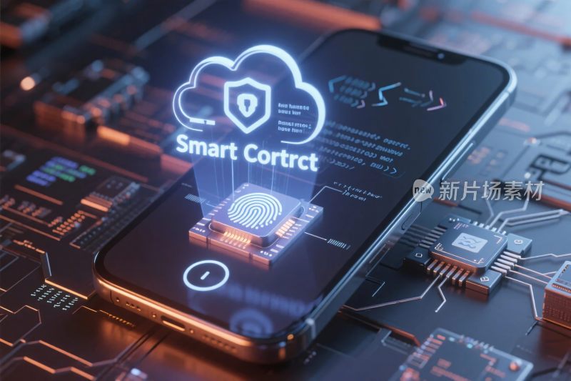 智能手机数字安全科技插画