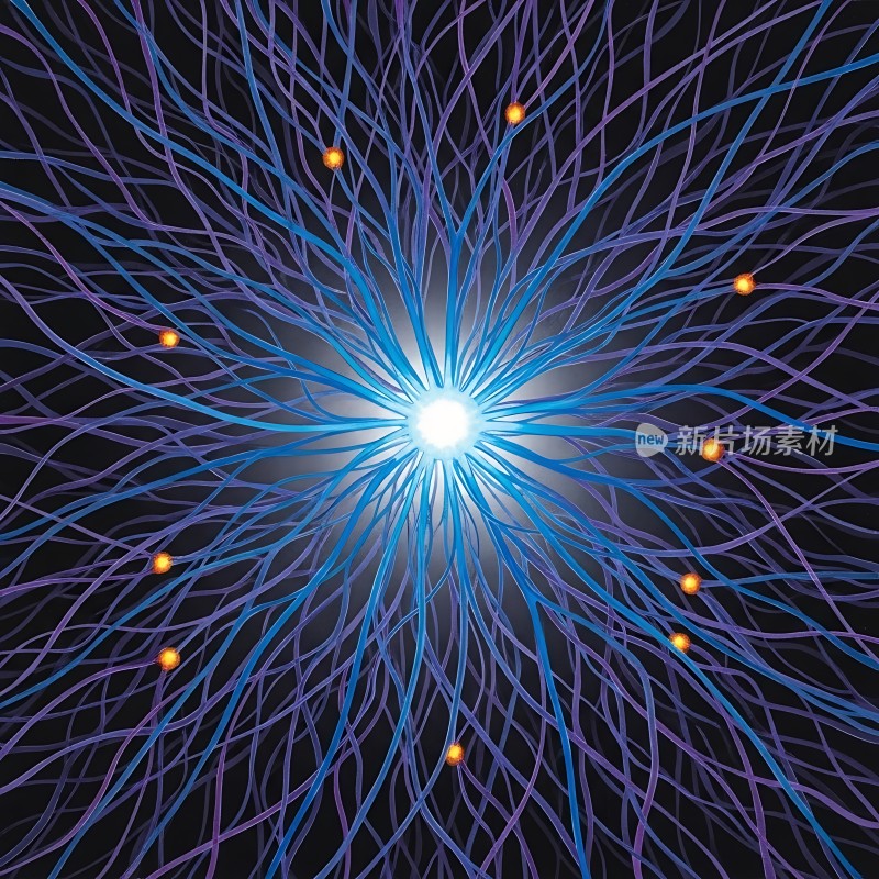 蓝色光晕下的神经元网络