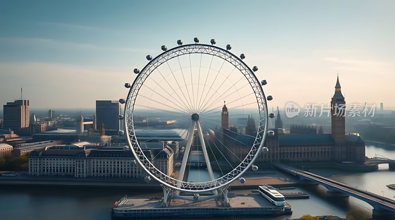 伦敦眼与国会大厦全景