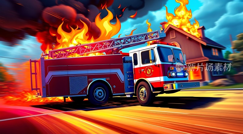 消防车与火焰极速救援