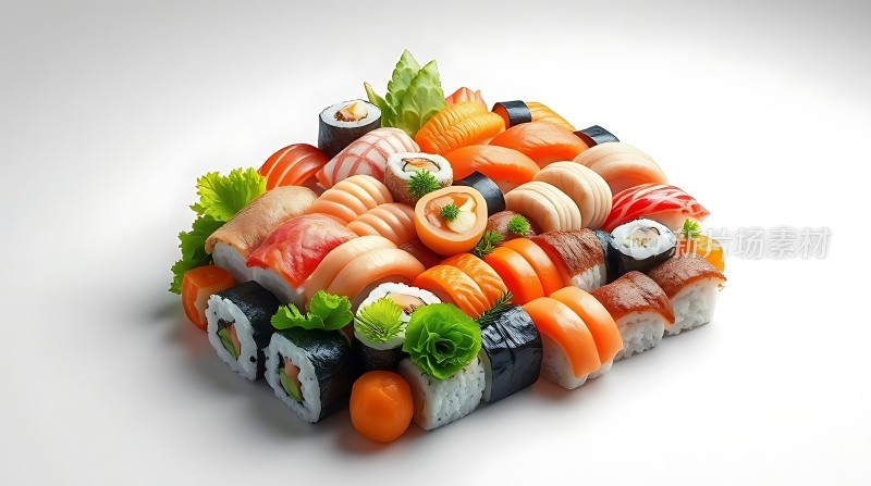 寿司盛宴色彩缤纷美味诱人
