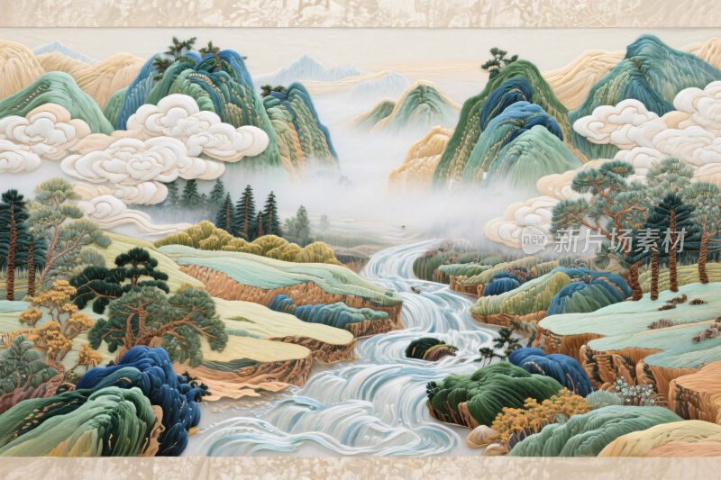 传统山水风景插画