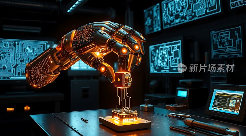 科技实验室中的机械手臂操作精密仪器