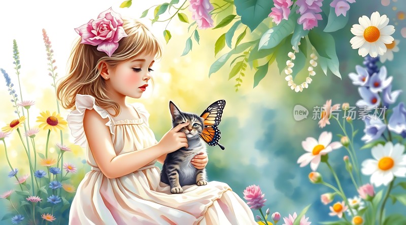 蝴蝶仙子与猫咪的温馨时光